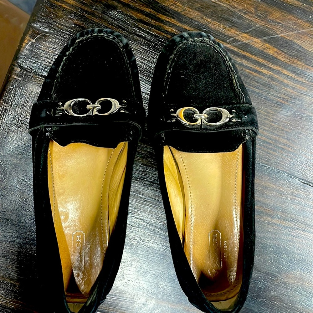 Coach Finn Suede Driving Loafers Black Size 7.5